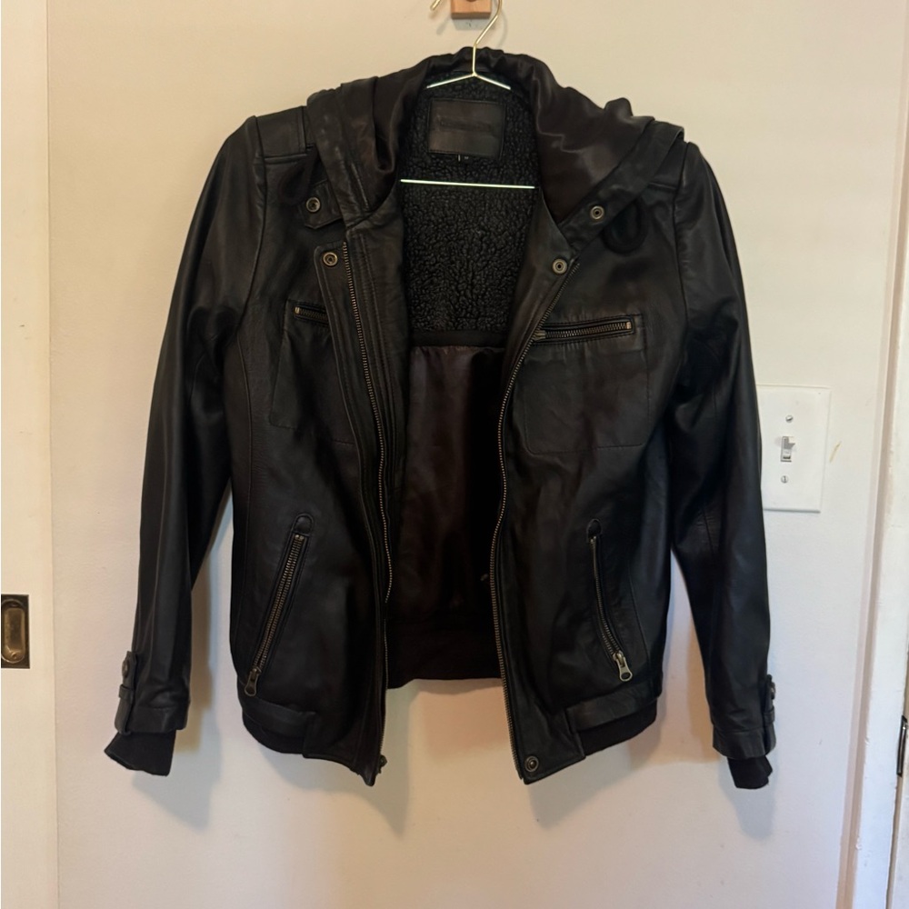 THE ST MORITZ HOODIE - BLACK LEATHER NWOT - Picture 6 of 8